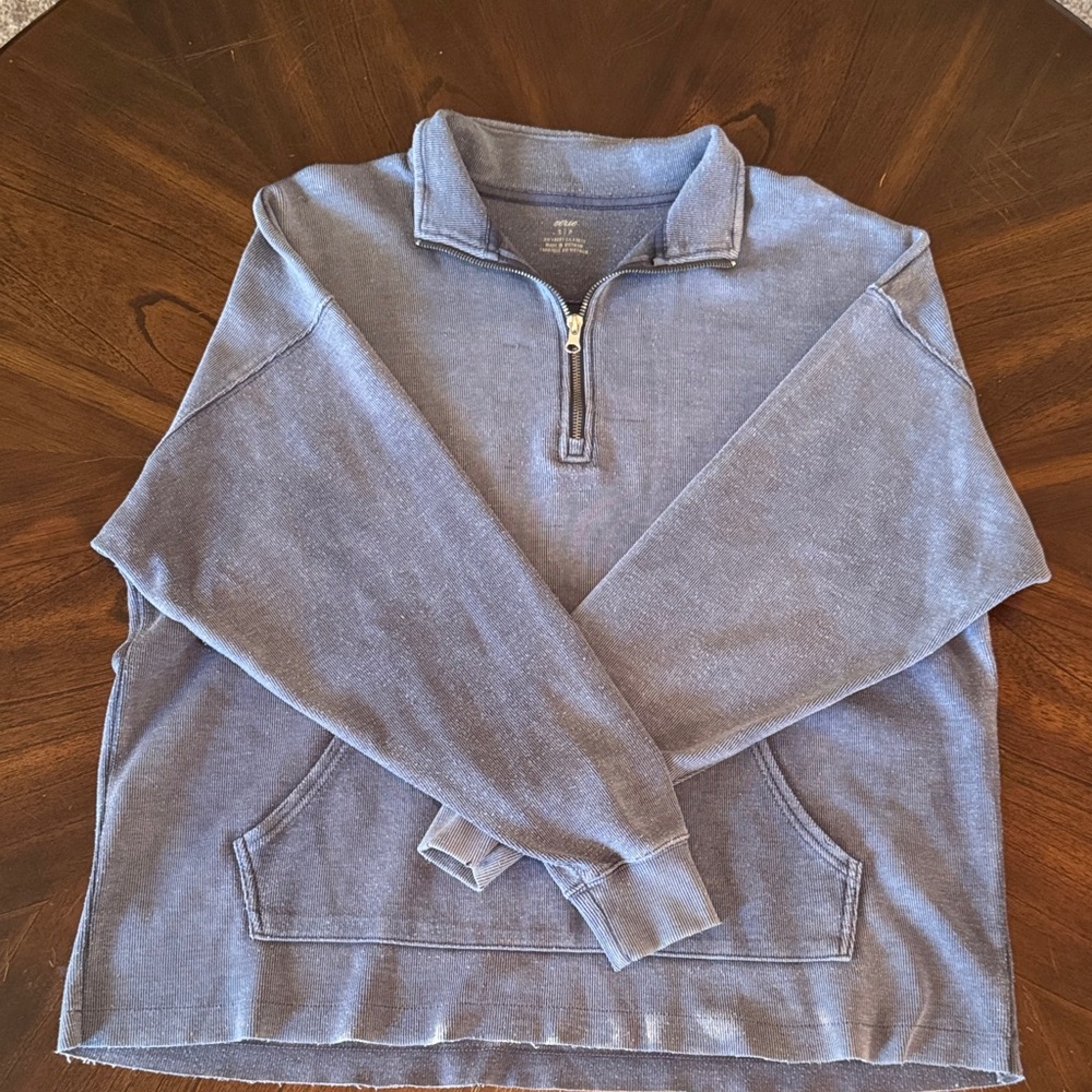 Aerie Men's Slate Blue Zip-Up Sweater